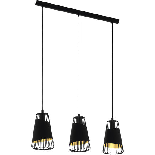 Hängeleuchte AUSTELL E27 3x60W schwarz/schwarz-gold