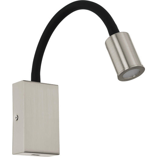 Wandleuchte TAZZOLI m.USB LED 3,5W nickel-matt/schwarz mit Schalter